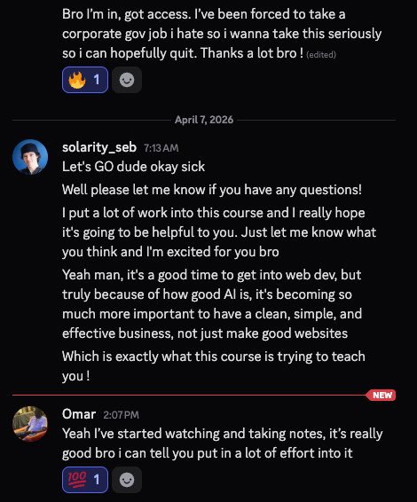 Student feedback about taking the course seriously and enjoying the lessons