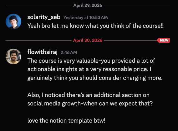 Student feedback describing the course as valuable and actionable