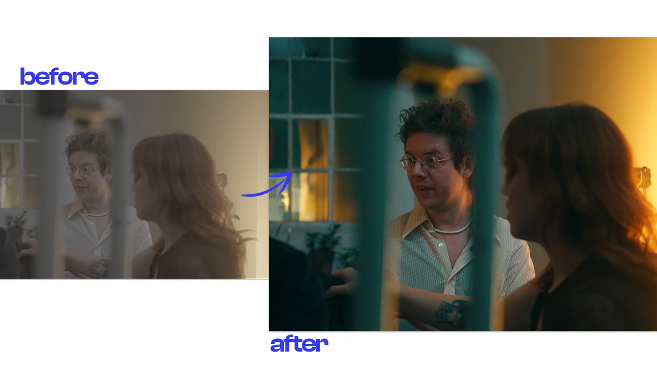 Before and after color grade comparison
